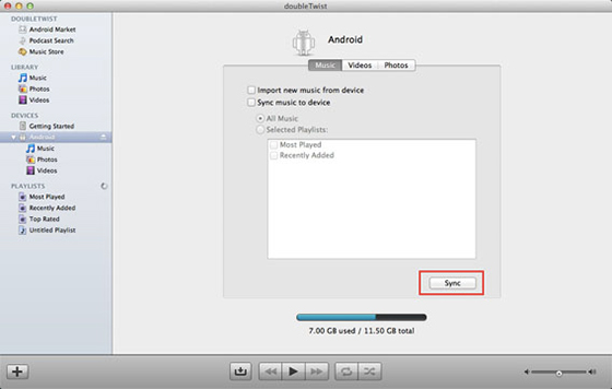 how to sync android with mac