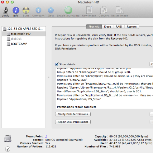 Repair Disk Permissions